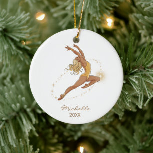 Adorno De Cerámica Gimnasta de gimnasia personalizada Chica Navidad