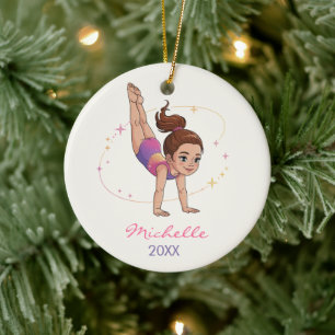 Adorno De Cerámica Gimnasta de gimnasia personalizada Chica Navidad