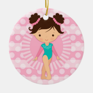 Adorno De Cerámica Gimnasta - Gimnasia Cuta Turquesa Rosa