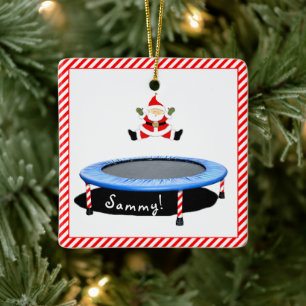 Adorno De Cerámica Gimnasta Personalizada de Trampolín