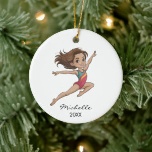 Adorno De Cerámica Gimnasta personalizada Gimnasia Niña Navidad