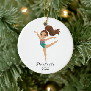 Adorno De Cerámica Gimnasta personalizada Gimnasia Niña Navidad
