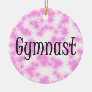 Adorno De Cerámica Gimnasta Rosa y Blanco