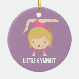 Adorno De Cerámica Gimnasta Rubia Pequeña Gimnasia Personalizada