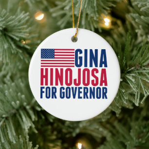 Adorno De Cerámica Gina Hinojosa para Gobernadora Elección de Navidad