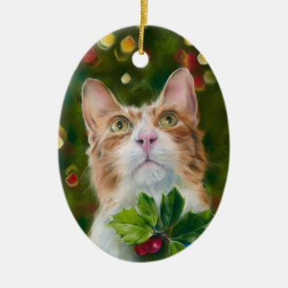 Adorno De Cerámica Ginger Cat Navidades Wonder