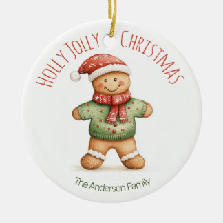Adorno De Cerámica Gingerbread Christmas Ornament | Custom Name
