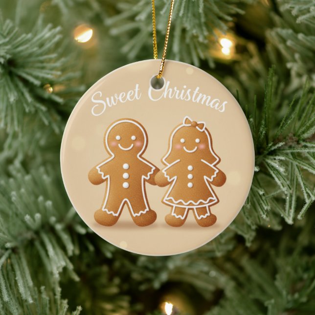 Adorno De Cerámica Gingerbread Couple Sweet Christmas Baking Lover (Árbol)