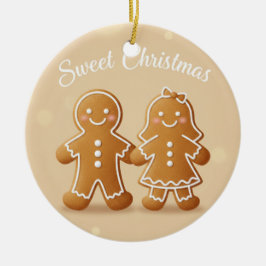 Adorno De Cerámica Gingerbread Couple Sweet Christmas Baking Lover
