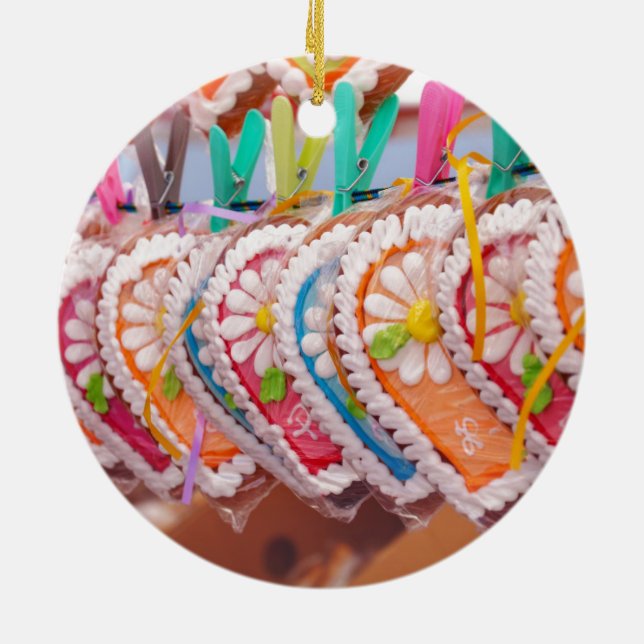 Adorno De Cerámica Gingerbread Heart Cookies Lebkuchen Valentine (Atrás)