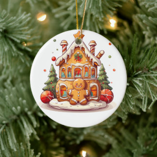 Adorno De Cerámica Gingerbread house