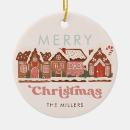 Adorno De Cerámica Gingerbread House Feliz Navidad Moderna