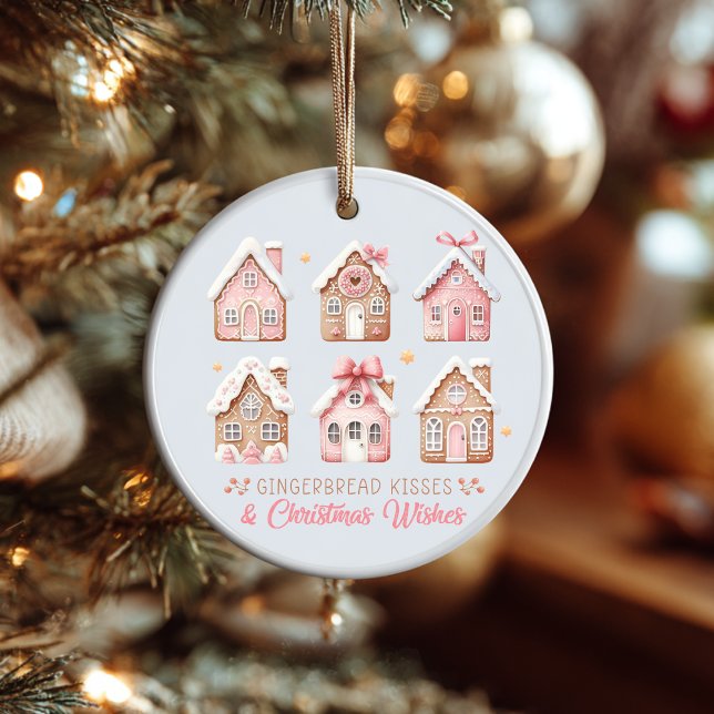 Adorno De Cerámica Gingerbread Houses Christmas Ornament (Customize this beautiful gingerbread Christmas ornament. )
