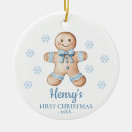 Adorno De Cerámica Gingerbread Personalizado Primera Navidad del Bebe