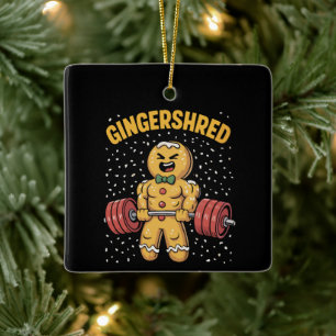 Adorno De Cerámica Gingershred Divertido Hombre de Jengibre Gimnasio 