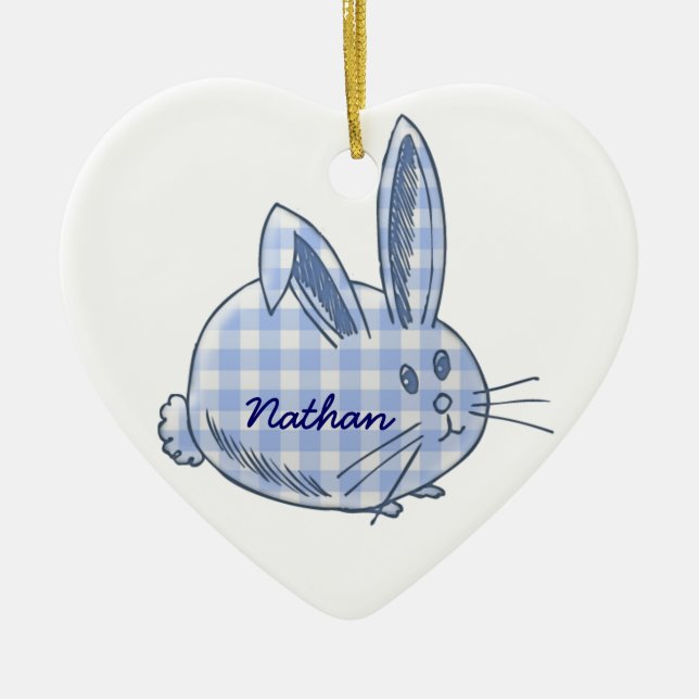 Adorno De Cerámica gingham bunny (Frente)