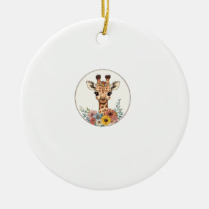 Adorno De Cerámica Girafa Adorable Con Flores