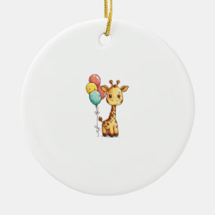 Adorno De Cerámica Girafa Cuta Con Globos