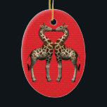 Adorno De Cerámica Girafas enamoradas<br><div class="desc">adorables parejas adorables besándose</div>