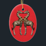 Adorno De Cerámica Girafas enamoradas<br><div class="desc">adorables parejas adorables besándose</div>