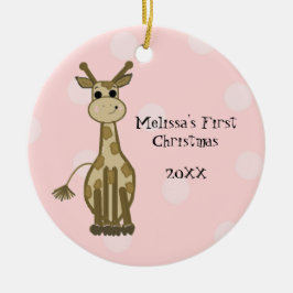 Adorno De Cerámica Giraffe Baby First Christmas