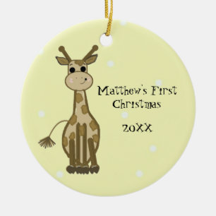 Adorno De Cerámica Giraffe Baby First Christmas