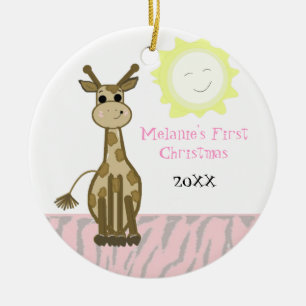 Adorno De Cerámica Giraffe Baby First Christmas