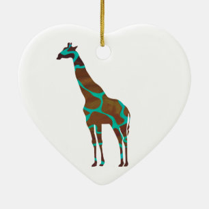 Adorno De Cerámica Giraffe Brown y la impresión Verde azulada