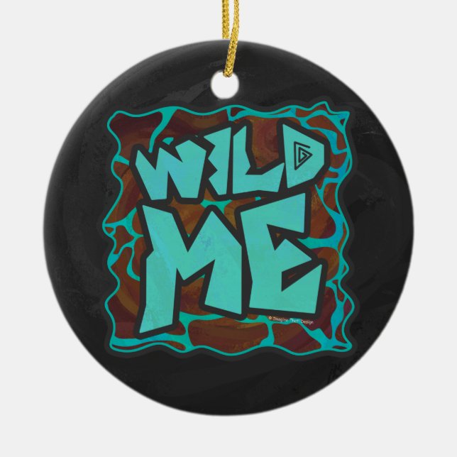 Adorno De Cerámica Giraffe Brown y la impresión Verde azulada (Frente)