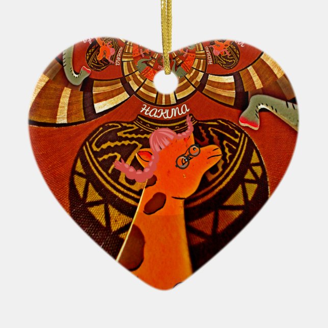 Adorno De Cerámica Giraffe con dos pinturas de pingüino (Frente)