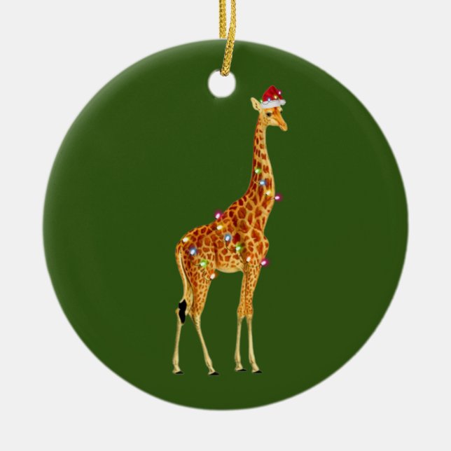 Adorno De Cerámica GIRAFFE Con Navidades De Gorras Scaft (Frente)