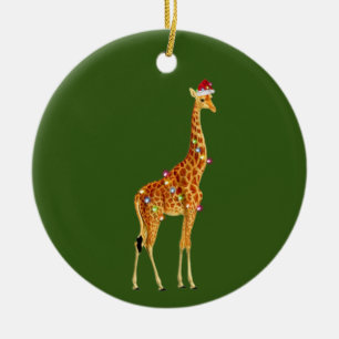 Adorno De Cerámica GIRAFFE Con Navidades De Luces Gorras