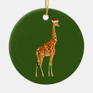 Adorno De Cerámica GIRAFFE Con Navidades Gorras Scaft