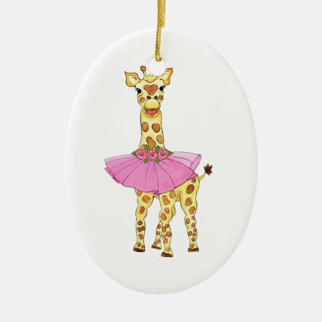 Adorno De Cerámica Giraffe en Tutu (Frente)