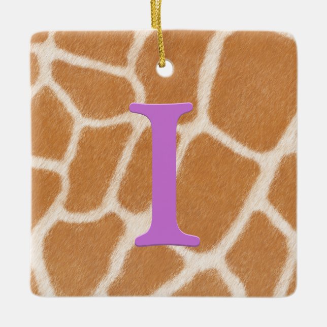 Adorno De Cerámica Giraffe Fur Monograma personalizado y vídeo de men (Anverso)