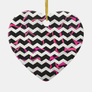 Adorno De Cerámica Giraffe Impresión rosa y negra caliente