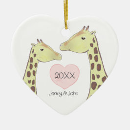 Adorno De Cerámica Giraffe Pareja Compromiso/ Boda