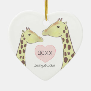 Adorno De Cerámica Giraffe Pareja Compromiso/ Boda