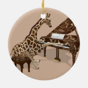 Adorno De Cerámica Giraffe Talentosa juega al Grand Piano