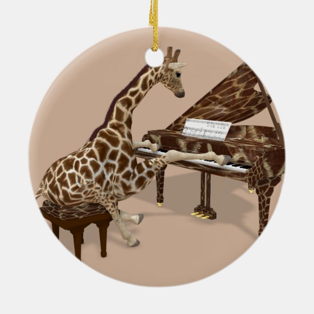 Adorno De Cerámica Giraffe Talentosa juega al Grand Piano (Atrás)