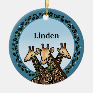 Adorno De Cerámica Giraffes y Laurel, agrega tu nombre