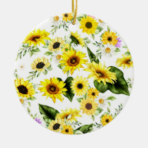 Adorno De Cerámica Girasol al Acuarela 7