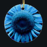 Adorno De Cerámica Girasol azul<br><div class="desc">Flores de verano divertidas - Foto de girasol azul</div>