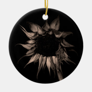 Adorno De Cerámica Girasol - Bella Artes de Sepia Fotografía única de