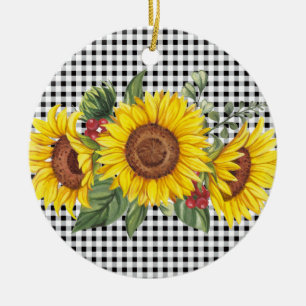 Adorno De Cerámica Girasol de Encaje Negro Favor de Fiesta Personaliz