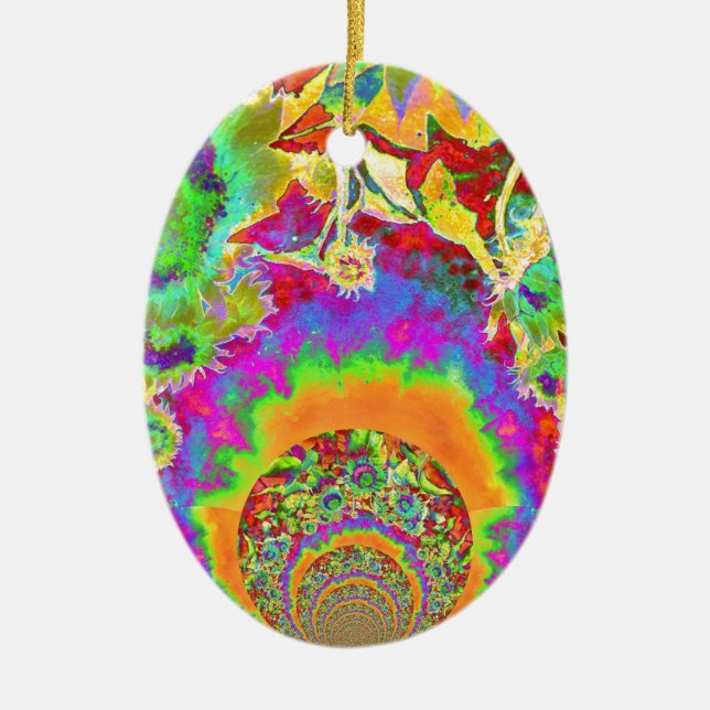 Adorno De Cerámica Girasoles retro bohemios boho elegantes (Frente)