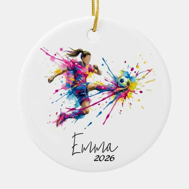 Adorno De Cerámica girl soccer ornament, soccer ornament (Frente)
