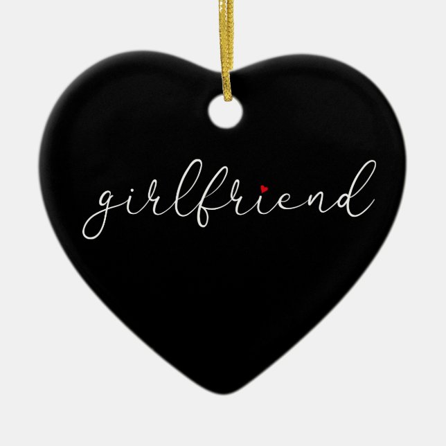 Adorno De Cerámica Girlfriend Definition Moda Script Love Heart (Frente)