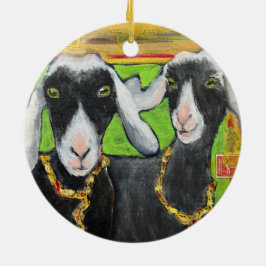 Adorno De Cerámica Girlfriend Goat Love ceramic ornament