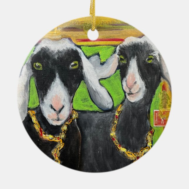 Adorno De Cerámica Girlfriend Goat Love ceramic ornament (Atrás)